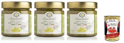 Brontedolci Pesto di Pistacchio Pistazien Pesto kochsaucen pasta sauce, pistachio cooking sauce 3x 190g in Glas aus Sizilien mit 55% Pistazien + Italian Gourmet polpa 400g Brontedolci Pesto di Pistacchio Pistazien Pesto kochsaucen pasta sauce, pistachio cooking sauce 3x 190g in Glas aus Sizilien mit 55% Pistazien + Italian Gourmet polpa 400g von Italian Gourmet E.R.