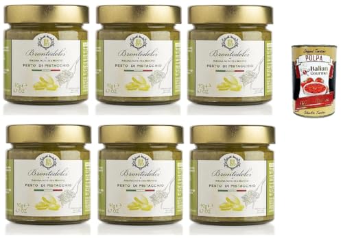 Brontedolci Pesto di Pistacchio Pistazien Pesto kochsaucen pasta sauce, pistachio cooking sauce 6x 190g in Glas aus Sizilien mit 55% Pistazien + Italian Gourmet polpa 400g Brontedolci Pesto di Pistacchio Pistazien Pesto kochsaucen pasta sauce, pistachio cooking sauce 6x 190g in Glas aus Sizilien mit 55% Pistazien + Italian Gourmet polpa 400g von Italian Gourmet E.R.
