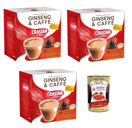 CRASTAN, 30 -Kapseln, Ginseng- und Kaffee-Kapseln, glutenfrei, 100% Made in Italy + Italian Gourmet polpa 400g CRASTAN, 30 -Kapseln, Ginseng- und Kaffee-Kapseln, glutenfrei, 100% Made in Italy + Italian Gourmet polpa 400g von Italian Gourmet E.R.