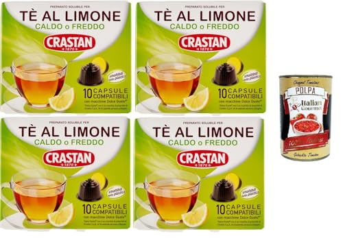CRASTAN 1870, Tè al Limone, Zitronentee, 4 Schachteln mit 10 Zitronentee-Kapseln, Kapseln kompatibel, glutenfrei, 100% hergestellt in Italien, + Italian Gourmet polpa 400g CRASTAN 1870, Tè al Limone, Zitronentee, 4 Schachteln mit 10 Zitronentee-Kapseln, Kapseln kompatibel, glutenfrei, 100% hergestellt in Italien, + Italian Gourmet polpa 400g von Italian Gourmet E.R.