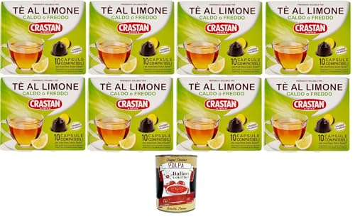 CRASTAN 1870, Tè al Limone, Zitronentee, 8 Schachteln mit 10 Zitronentee-Kapseln, Kapseln kompatibel mit, glutenfrei, 100% hergestellt in Italien, + Italian Gourmet polpa 400g CRASTAN 1870, Tè al Limone, Zitronentee, 8 Schachteln mit 10 Zitronentee-Kapseln, Kapseln kompatibel mit, glutenfrei, 100% hergestellt in Italien, + Italian Gourmet polpa 400g von Italian Gourmet E.R.