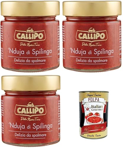 Callipo Nduja di Spilinga, Delizia da spalmare Nduja von Spilinga, köstlicher Aufstrich 3x200gr + Italian Gourmet polpa 400g Callipo Nduja di Spilinga, Delizia da spalmare Nduja von Spilinga, köstlicher Aufstrich 3x200gr + Italian Gourmet polpa 400g von Italian Gourmet E.R.