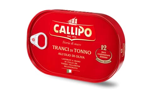 Callipo Tranci di Tonno all'olio di oliva Italienisch Thunfisch in Olivenöl 320g Thunfischscheiben in Olivenöl 12 Monate Reifung von Italian Gourmet E.R.