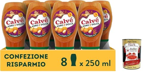 Calvé Salsa Agro & Dolce, 8 Stück à 250 ml, Fruchtige Süß-Sauer-Sauce, Süß und Ausgewogen, Ideal für Frittiertes und Fingerfood, Ohne Aromen und Farbstoffe, Glutenfrei + Italian Gourmet polpa 400g Calvé Salsa Agro & Dolce, 8 Stück à 250 ml, Fruchtige Süß-Sauer-Sauce, Süß und Ausgewogen, Ideal für Frittiertes und Fingerfood, Ohne Aromen und Farbstoffe, Glutenfrei + Italian Gourmet polpa 400g von Italian Gourmet E.R.