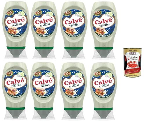 Calvé Tzatziki Sauce, 8 Stück à 250ml, Tzatziki Sauce auf Basis von Gurke und Knoblauch, Ideal für Dips, Salate, Fleisch und Fisch, Ohne Farbstoffe, Glutenfrei, Vegan + Italian Gourmet polpa 400g Calvé Tzatziki Sauce, 8 Stück à 250ml, Tzatziki Sauce auf Basis von Gurke und Knoblauch, Ideal für Dips, Salate, Fleisch und Fisch, Ohne Farbstoffe, Glutenfrei, Vegan + Italian Gourmet polpa 400g von Italian Gourmet E.R.