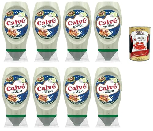 Calvé Tzaziki Sauce,Würzsoße auf Basis von Gurken und Knoblauch, Glutenfrei Würzsauce, Top Down 8x 250ml + Italian Gourmet polpa 400g Calvé Tzaziki Sauce,Würzsoße auf Basis von Gurken und Knoblauch, Glutenfrei Würzsauce, Top Down 8x 250ml + Italian Gourmet polpa 400g von Italian Gourmet E.R.