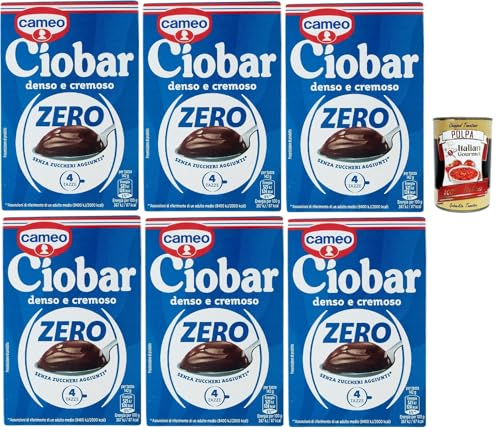 Cameo Ciobar Zero Heiße Schokolade ohne Zuckerzusatz (enthält von Natur aus Zucker), dichter und cremiger Getränkemix mit Schokoladengeschmack für 4 Tassen, 6x 76 g + Italian Gourmet polpa 400g von Italian Gourmet E.R.