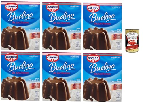 Cameo Cremige Pudding Mix mit Schokoladengeschmack, einfach zuzubereitendes Dessert, Die Packung enthält 2 Beutel mit je 4 Portionen für insgesamt 8 Portionen, 6x 180 g + Italian Gourmet polpa 400g Cameo Cremige Pudding Mix mit Schokoladengeschmack, einfach zuzubereitendes Dessert, Die Packung enthält 2 Beutel mit je 4 Portionen für insgesamt 8 Portionen, 6x 180 g + Italian Gourmet polpa 400g von Italian Gourmet E.R.