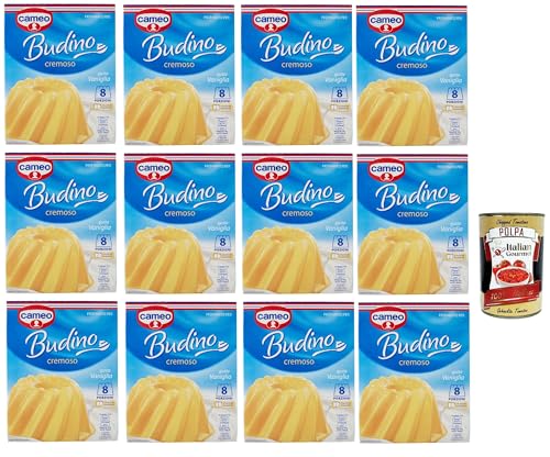 Cameo Cremige Pudding Mix mit Vanilla geschmack, einfach zuzubereitendes Dessert, Die Packung enthält 2 Beutel mit je 4 Portionen für insgesamt 8 Portionen, 12x 130 g + Italian Gourmet polpa 400g Cameo Cremige Pudding Mix mit Vanilla geschmack, einfach zuzubereitendes Dessert, Die Packung enthält 2 Beutel mit je 4 Portionen für insgesamt 8 Portionen, 12x 130 g + Italian Gourmet polpa 400g von Italian Gourmet E.R.
