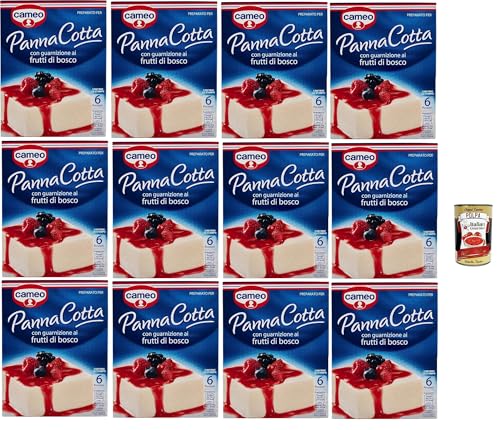 Cameo Mischung für Panna Cotta mit Beeren -Garnieren, leicht zubereitete Dessert, die Packung enthält die Form zum Kochen, 6 Portionen, 12x 107 g + Italian Gourmet polpa 400g Cameo Mischung für Panna Cotta mit Beeren -Garnieren, leicht zubereitete Dessert, die Packung enthält die Form zum Kochen, 6 Portionen, 12x 107 g + Italian Gourmet polpa 400g von Italian Gourmet E.R.