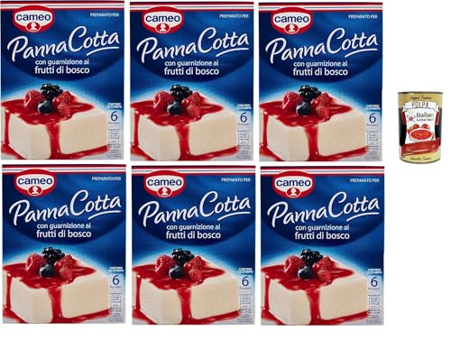 Cameo Mischung für Panna Cotta mit Beeren -Garnieren, leicht zubereitete Dessert, die Packung enthält die Form zum Kochen, 6 Portionen, 6x 107 g + Italian Gourmet polpa 400g Cameo Mischung für Panna Cotta mit Beeren -Garnieren, leicht zubereitete Dessert, die Packung enthält die Form zum Kochen, 6 Portionen, 6x 107 g + Italian Gourmet polpa 400g von Italian Gourmet E.R.
