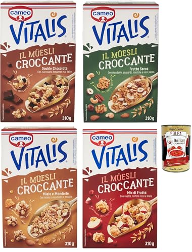Cameo Vitalis Muesli Croccante Testpaket, Müsli knusprige mit ganzen Haferflocken , 4x 310 g + Italian Gourmet polpa 400g Cameo Vitalis Muesli Croccante Testpaket, Müsli knusprige mit ganzen Haferflocken , 4x 310 g + Italian Gourmet polpa 400g von Italian Gourmet E.R.