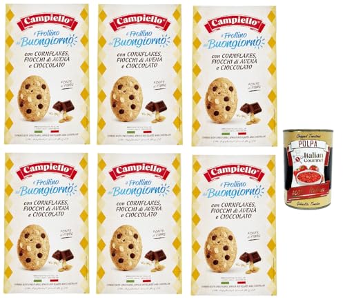 Campiello il Frollino del Buongiorno con Cornflakes, Fiocchi di Avena e Cioccolato, Corn Flakes Biscuit, Haferflocken und Schokolade, 6x 300 g + Italian Gourmet polpa 400g Campiello il Frollino del Buongiorno con Cornflakes, Fiocchi di Avena e Cioccolato, Corn Flakes Biscuit, Haferflocken und Schokolade, 6x 300 g + Italian Gourmet polpa 400g von Italian Gourmet E.R.