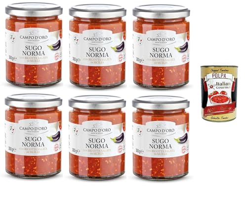Campo D'Oro Sugo alla Norma con Ricotta salata Siciliana Norma-Sauce mit sizilianischem gesalzenem Ricotta 6x300gr + Italian Gourmet polpa 400g Campo D'Oro Sugo alla Norma con Ricotta salata Siciliana Norma-Sauce mit sizilianischem gesalzenem Ricotta 6x300gr + Italian Gourmet polpa 400g von Italian Gourmet E.R.