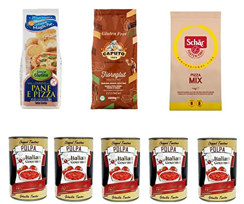 Caputo Schär Pizza Mix Gluten-frei Mehl 2x 1Kg Le farine magiche senza glutine 500g + und Italian Gourmet Polpa di pomodoro Fein gehacktes Tomatenmark 5x 400g Caputo Schär Pizza Mix Gluten-frei Mehl 2x 1Kg Le farine magiche senza glutine 500g + und Italian Gourmet Polpa di pomodoro Fein gehacktes Tomatenmark 5x 400g von Italian Gourmet E.R.