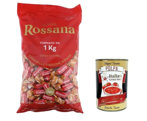 Caramelle Rossana ripene al caramello salato, Salat Karamell ausgestopfte Süßigkeiten gluten frei, 1Kg Candies, italien Bonbon Lollies + Italian Gourmet polpa 400g von Italian Gourmet E.R.