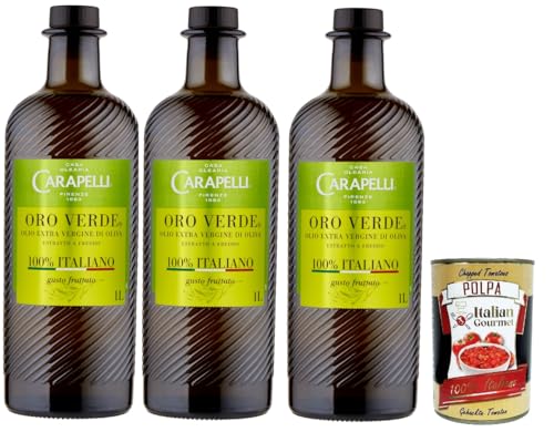 Carapelli, olio extra vergine di oliva Oro Verde, 100% Italiano, 100% italienisch Native Olivenöl. 3x 1lt + Italian Gourmet polpa 400g Carapelli, olio extra vergine di oliva Oro Verde, 100% Italiano, 100% italienisch Native Olivenöl. 3x 1lt + Italian Gourmet polpa 400g von Italian Gourmet E.R.