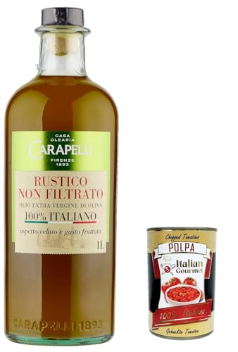 Carapelli, olio extra vergine di oliva Rustico Non Filtrato, 100% Italiano, 100% italienisch Rustikal Native Olivenöl. 1lt + Italian Gourmet polpa 400g Carapelli, olio extra vergine di oliva Rustico Non Filtrato, 100% Italiano, 100% italienisch Rustikal Native Olivenöl. 1lt + Italian Gourmet polpa 400g von Italian Gourmet E.R.