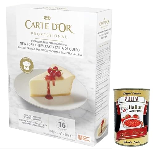 Carte d’Or Professional Preparato per Cheesecake,Pulvermischung für Käsekuchen,Glutenfrei 561g + Italian Gourmet Polpa di Pomodoro 400g Dose von Italian Gourmet E.R.