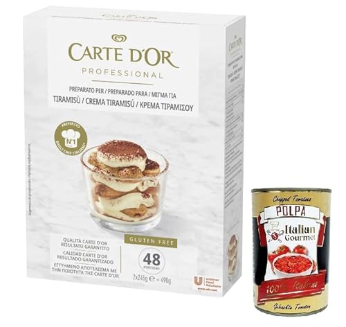 Carte d’Or Professional Pulvermischung für Tiramisu-Creme,Glutenfrei 490g + Italian Gourmet Polpa di Pomodoro 400g Dose Carte d’Or Professional Pulvermischung für Tiramisu-Creme,Glutenfrei 490g + Italian Gourmet Polpa di Pomodoro 400g Dose von Italian Gourmet E.R.