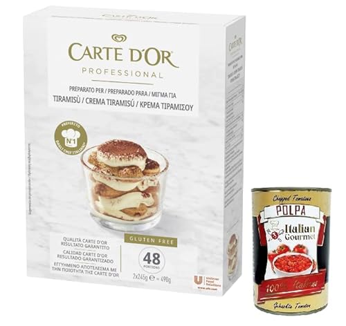 Carte d’Or Professional Pulvermischung für Tiramisu-Creme,Glutenfrei 490g + Italian Gourmet Polpa di Pomodoro 400g Dose von Italian Gourmet E.R.