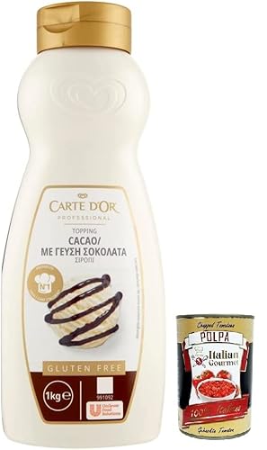 Carte d’Or Topping Cioccolato ,Süße Sauce mit Schokoladengeschmack zur Dekoration von Kuchen und Eiscreme 1Kg + Italian Gourmet Polpa di Pomodoro 400g Dose von Italian Gourmet E.R.