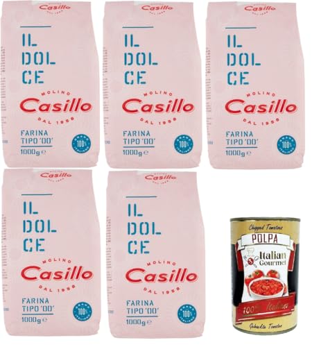 Casillo IL Dolce Farina di Grano Tenero Tipo 00 W 160 IL Dolce Weichweizenmehl Typ 00 W 160 5x1kg + Italian Gourmet polpa 400g Casillo IL Dolce Farina di Grano Tenero Tipo 00 W 160 IL Dolce Weichweizenmehl Typ 00 W 160 5x1kg + Italian Gourmet polpa 400g von Italian Gourmet E.R.