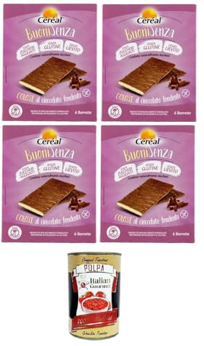Céréal BuoniSenza Golosi al cioccolato fondente BuoniSenza Golosi mit dunkler Schokolade 4x102gr (6x17gr)+ Italian Gourmet polpa 400g von Italian Gourmet E.R.