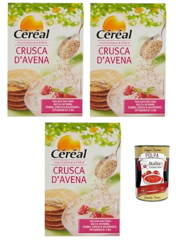 Céréal Crusca D’Avena, Haferbran, Proteinquelle, reich an Ballaststoffen, optimal zum Frühstück und Pfannkuchen, um den Darmbohrloch zu fördern 3x 400 g + Italian Gourmet polpa 400g Céréal Crusca D’Avena, Haferbran, Proteinquelle, reich an Ballaststoffen, optimal zum Frühstück und Pfannkuchen, um den Darmbohrloch zu fördern 3x 400 g + Italian Gourmet polpa 400g von Italian Gourmet E.R.