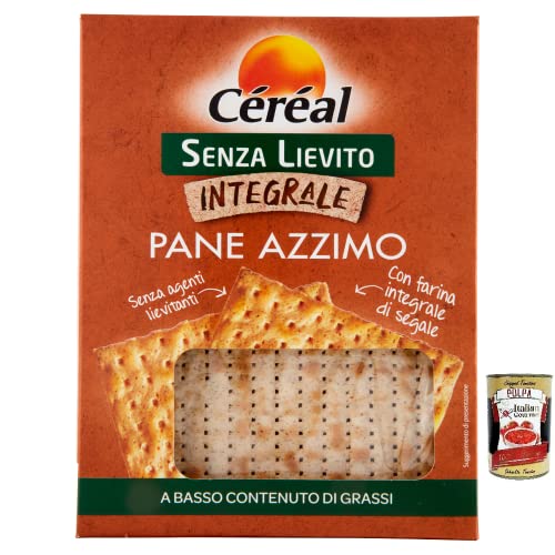 Céréal Senza Lievito Integrale Pane Azzimo,Ohne Hefe,Ungesäuertes Brot mit Roggenvollkornmehl,Niedriger Fettgehalt 180g + Italian Gourmet Polpa di Pomodoro 400g Dose von Italian Gourmet E.R.