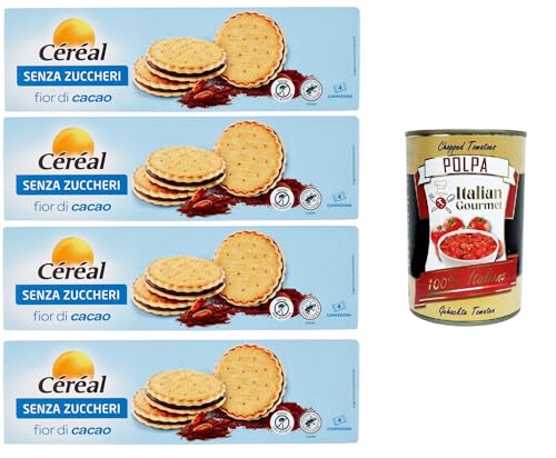 Céréal Senza Zuccheri Fior Di Cacao Ohne Zucker Kakaoblüte – 35% gesättigtes Fett 4x185gr + Italian Gourmet polpa 400g Céréal Senza Zuccheri Fior Di Cacao Ohne Zucker Kakaoblüte – 35% gesättigtes Fett 4x185gr + Italian Gourmet polpa 400g von Italian Gourmet E.R.