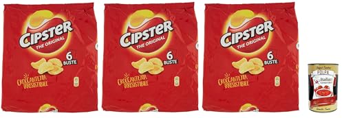 Cipster the Original, Chips di Patate Croccanti, Knusprige Kartoffelchips, leichter Geschmack und ikonische Form, 3x 132 g + Italian Gourmet polpa 400g Cipster the Original, Chips di Patate Croccanti, Knusprige Kartoffelchips, leichter Geschmack und ikonische Form, 3x 132 g + Italian Gourmet polpa 400g von Italian Gourmet E.R.