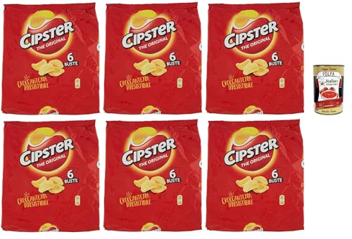 Cipster the Original, Chips di Patate Croccanti, Knusprige Kartoffelchips, leichter Geschmack und ikonische Form, 6x 132 g + Italian Gourmet polpa 400g Cipster the Original, Chips di Patate Croccanti, Knusprige Kartoffelchips, leichter Geschmack und ikonische Form, 6x 132 g + Italian Gourmet polpa 400g von Italian Gourmet E.R.