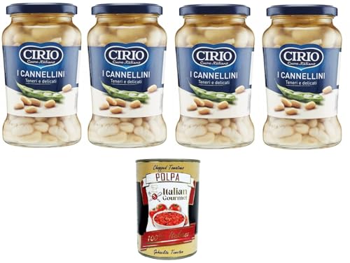 Cirio I Cannellini, Teneri e Delicati,Cannellini, zarte und zarte Cannellini-Bohnen 4x370gr + Italian Gourmet polpa 400g Cirio I Cannellini, Teneri e Delicati,Cannellini, zarte und zarte Cannellini-Bohnen 4x370gr + Italian Gourmet polpa 400g von Italian Gourmet E.R.