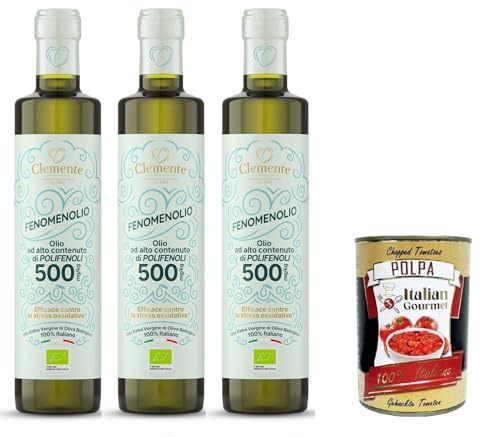 Clemente 100% Natives Olivenöl Extra „Fenomenolio“ mit hohem Polyphenolgehalt – 3x500 ml+ Italian Gourmet polpa 400g Clemente 100% Natives Olivenöl Extra „Fenomenolio“ mit hohem Polyphenolgehalt – 3x500 ml+ Italian Gourmet polpa 400g von Italian Gourmet E.R.