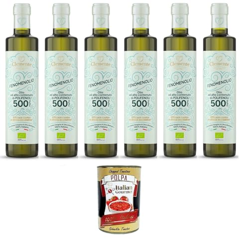 Clemente 100% Natives Olivenöl Extra „Fenomenolio“ mit hohem Polyphenolgehalt – 6x500 ml+ Italian Gourmet polpa 400g Clemente 100% Natives Olivenöl Extra „Fenomenolio“ mit hohem Polyphenolgehalt – 6x500 ml+ Italian Gourmet polpa 400g von Italian Gourmet E.R.