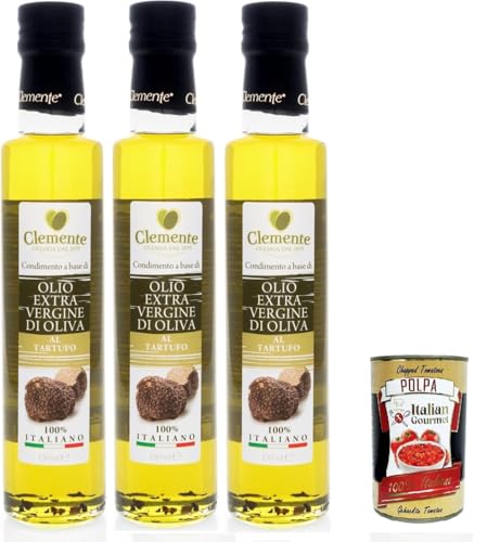 Clemente-Öl - Trüffelgeschmack 3 Flaschen à 250 ml | Italienisches Extra Natives Olivenöl | Glutenfreies italienisches Olivenöl extra vergine+ Italian Gourmet polpa 400g Clemente-Öl - Trüffelgeschmack 3 Flaschen à 250 ml | Italienisches Extra Natives Olivenöl | Glutenfreies italienisches Olivenöl extra vergine+ Italian Gourmet polpa 400g von Italian Gourmet E.R.