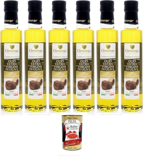 Clemente-Öl - Trüffelgeschmack 6 Flaschen à 250 ml | Italienisches Extra Natives Olivenöl | Glutenfreies italienisches Olivenöl extra vergine+ Italian Gourmet polpa 400g Clemente-Öl - Trüffelgeschmack 6 Flaschen à 250 ml | Italienisches Extra Natives Olivenöl | Glutenfreies italienisches Olivenöl extra vergine+ Italian Gourmet polpa 400g von Italian Gourmet E.R.
