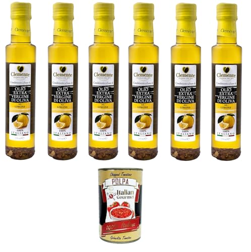 Clemente Olio Extra Vergine D'Oliva Aromatizzato Limone Extra natives Olivenöl mit Zitronengeschmack, 6 x 250 ml + Italian Gourmet polpa 400g Clemente Olio Extra Vergine D'Oliva Aromatizzato Limone Extra natives Olivenöl mit Zitronengeschmack, 6 x 250 ml + Italian Gourmet polpa 400g von Italian Gourmet E.R.