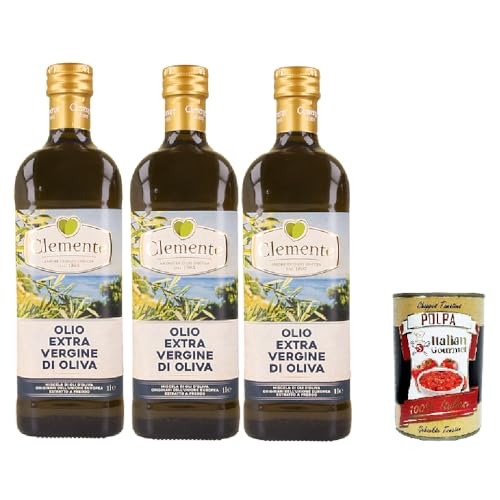 Clemtente, Olio extra vergine di oliva Premium, kaltgepresst natives Olivenöl extra 3x 1l + Italian Gourmet polpa 400g Clemtente, Olio extra vergine di oliva Premium, kaltgepresst natives Olivenöl extra 3x 1l + Italian Gourmet polpa 400g von Italian Gourmet E.R.