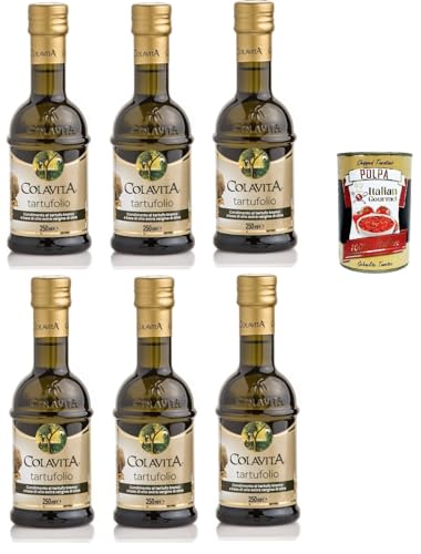 Colavita Aromed Evoo - Tartufolio -Gewürz, weiße Trüffel -Aroma -Olivenöl, 6x 250 ml Glasflasche + Italian Gourmet polpa 400g Colavita Aromed Evoo - Tartufolio -Gewürz, weiße Trüffel -Aroma -Olivenöl, 6x 250 ml Glasflasche + Italian Gourmet polpa 400g von Italian Gourmet E.R.