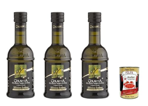 Colavita Olio Extra Vergine Di Oliva Selezione Italiana 3x 250ml, Natives Olivenöl extra 100% italienisch + Italian Gourmet polpa 400g Colavita Olio Extra Vergine Di Oliva Selezione Italiana 3x 250ml, Natives Olivenöl extra 100% italienisch + Italian Gourmet polpa 400g von Italian Gourmet E.R.