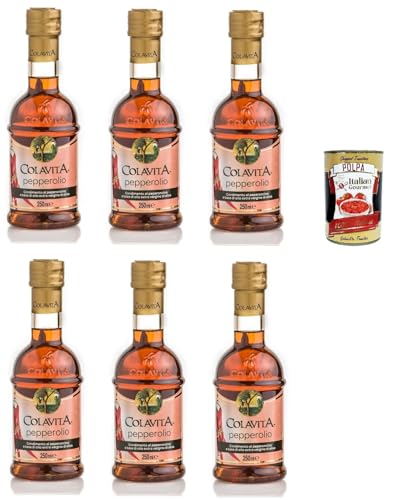 Colavita Pepperolio, Pfeffer Natives Olivenöl extra, Glasflasche, 6x 250 Milliliter + Italian Gourmet polpa 400g Colavita Pepperolio, Pfeffer Natives Olivenöl extra, Glasflasche, 6x 250 Milliliter + Italian Gourmet polpa 400g von Italian Gourmet E.R.