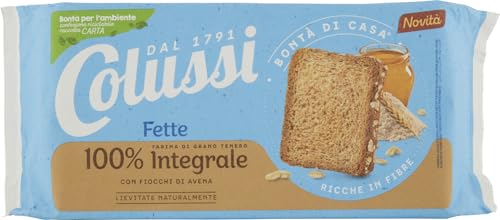 Colussi Fette Biscottate Integrali Zwieback mit Vollkornmehl Gebackenem Brot Packung mit 425g, jede Packung enthält 48 Zwieback von Colussi