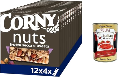 Corny Nuts Müsliriegel, Trockenfrüchte und Rosinen, ohne Palmöl, ohne Konservierungsstoffe, ohne Farbstoffe 12x96gr+ Italian Gourmet polpa 400g Corny Nuts Müsliriegel, Trockenfrüchte und Rosinen, ohne Palmöl, ohne Konservierungsstoffe, ohne Farbstoffe 12x96gr+ Italian Gourmet polpa 400g von Italian Gourmet E.R.