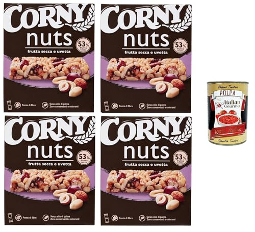Corny Nuts Müsliriegel, Trockenfrüchte und Rosinen, ohne Palmöl, ohne Konservierungsstoffe, ohne Farbstoffe 4x96gr+ Italian Gourmet polpa 400g Corny Nuts Müsliriegel, Trockenfrüchte und Rosinen, ohne Palmöl, ohne Konservierungsstoffe, ohne Farbstoffe 4x96gr+ Italian Gourmet polpa 400g von Italian Gourmet E.R.