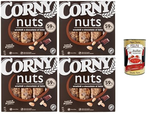 Corny Nuts Riegel mit Getreide, Erdnüssen und Milchschokolade, ohne Palmöl, Ballaststoffquelle 4x96gr + Italian Gourmet polpa 400g Corny Nuts Riegel mit Getreide, Erdnüssen und Milchschokolade, ohne Palmöl, Ballaststoffquelle 4x96gr + Italian Gourmet polpa 400g von Italian Gourmet E.R.