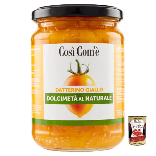 Così Com'è Datterino Giallo Dolcimetà ,Gelbe Datterino-Tomate Halbiert,Italienische Tomaten,350g Glas + Italian Gourmet Polpa di Pomodoro 400g Dose von Italian Gourmet E.R.