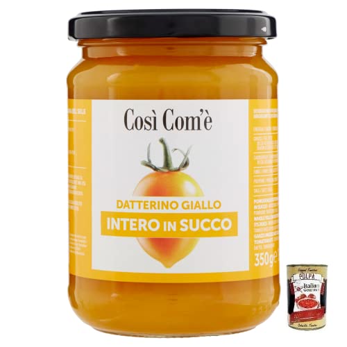 Così Com'è Datterino Giallo Intero in Succo,Ganze Gelbe Datterino-Tomate im Saft,Italienische Tomaten,350g Glas + Italian Gourmet Polpa di Pomodoro 400g Dose von Italian Gourmet E.R.