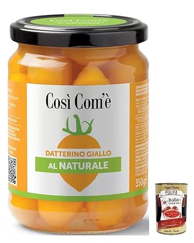 Così Com'è Datterino Giallo al Naturale,Natürliche Gelbe Datterino-Tomate,Italienische Tomaten,350g Glas + Italian Gourmet Polpa di Pomodoro 400g Dose von Italian Gourmet E.R.